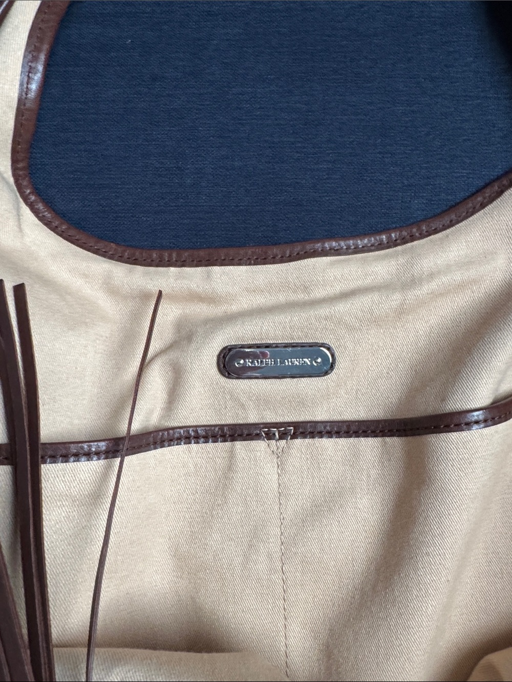Ralph Lauren Black and Cream Printed Canvas Hobo Bag - Picture 6 of 8